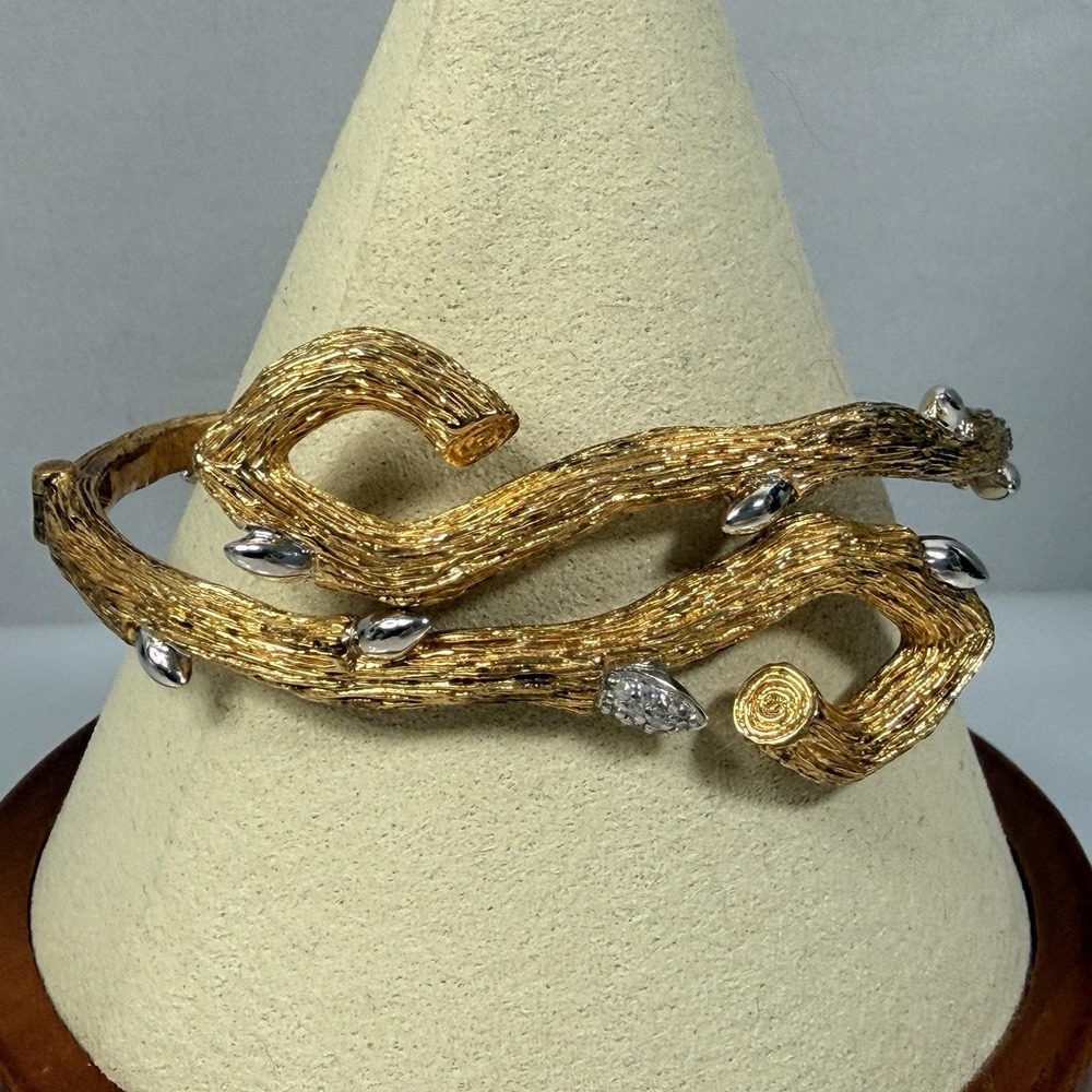 Stephen Dweck Diamonds Fortuna Hinge Bracelet Gold Clad over 925 Sterling Silver